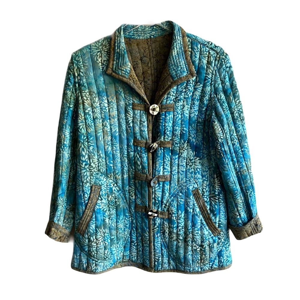 Handmade Frivolous Quilted Chore Barn Coat Size S Reversible Garden Girl Jacket